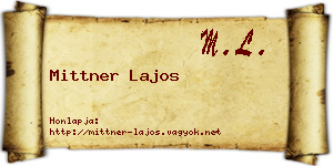 Mittner Lajos névjegykártya